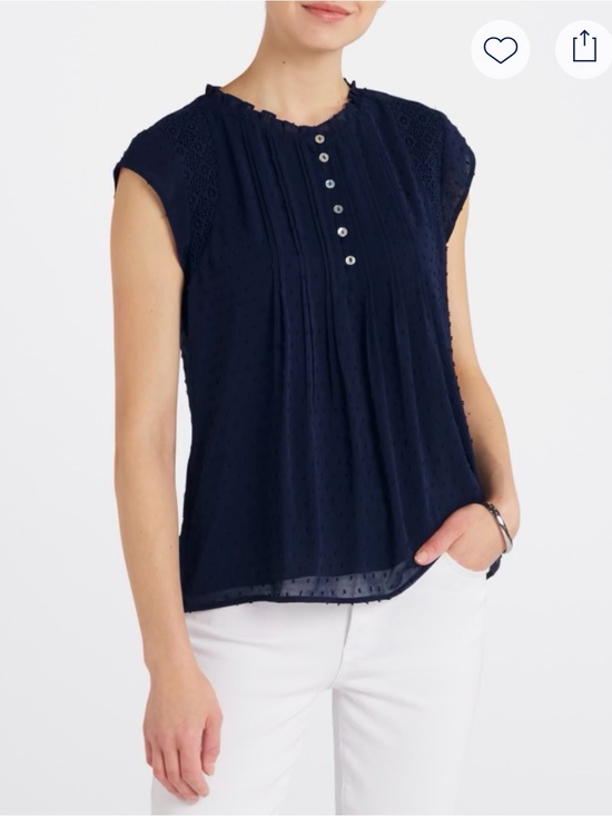 Daniel Rainn Tops - Daniel Rainn Navy Pintuck Cap-Sleeve Blouse